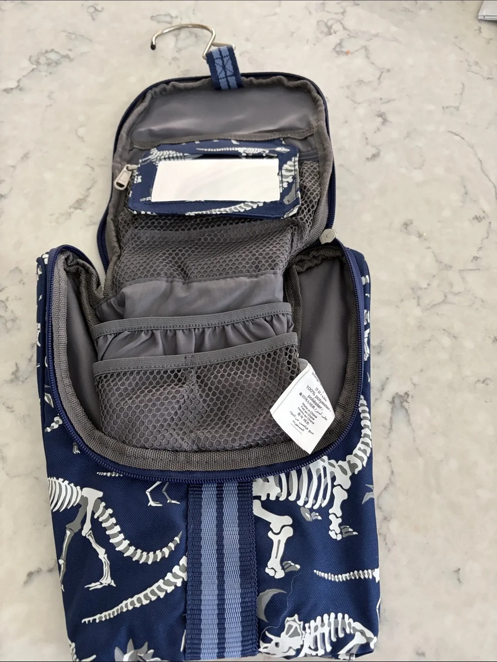 NEW Pottery Barn Kids Navy Dinosaur Skeleton Toiletry Bag